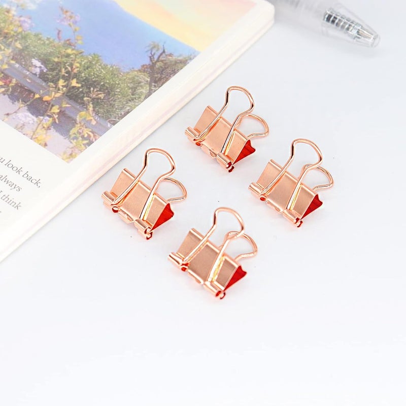 YCVIORING Rose Gold Binder Clips, Mini Paper Clip, Small Paper Clamps 15mm (5/8 inch), 100 Pack Micro Size Office Clips for Home School and Business (Rose Gold) - Image 3